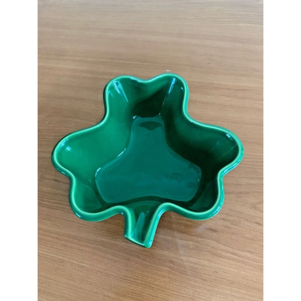 Chantal Green Shamrock Clover Ceramic  Bowl Dish Irish Decor Hibernia Ireland